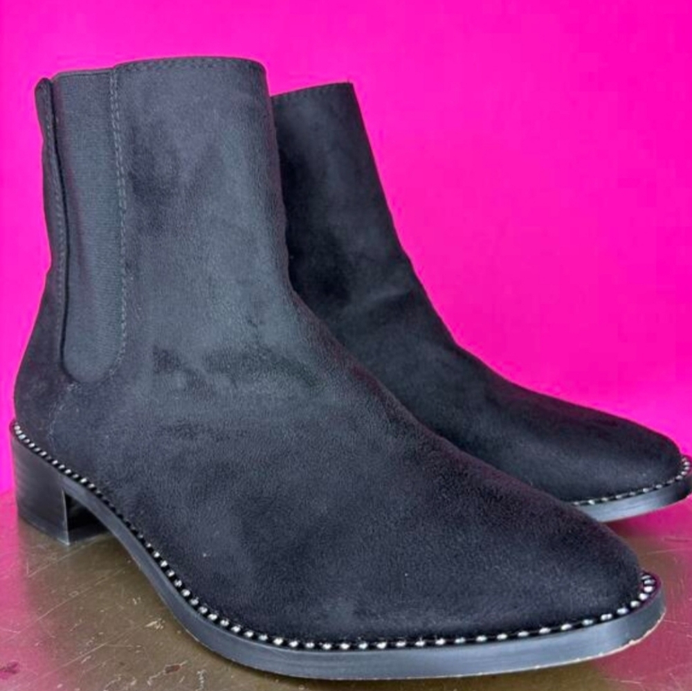 bebe Black Ankle Boots with Silver Studs